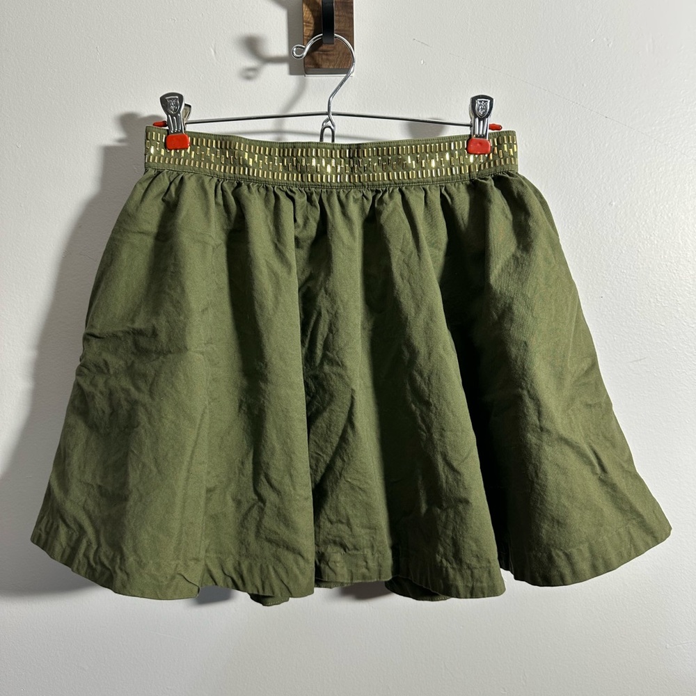 H&M Women’s 8 Green Pleated A Line Lightweight Flowy Lined Mini Skirt | SKU 0984